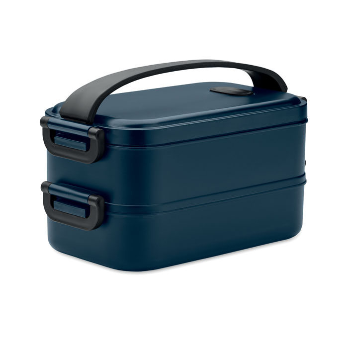 Boîte repas publicitaire PP recyclé 800ml x 2 IDOLUNCH Bleu marine